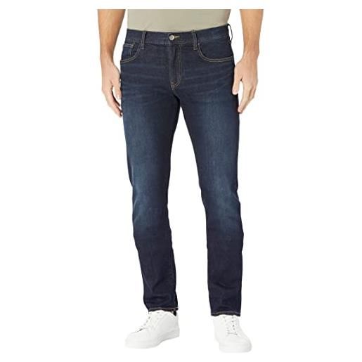 ARMANI EXCHANGE 5 pocket slim denim jeans, dark wash/tobacco stitching/stretch cotton, 40 uomo