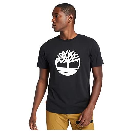 Timberland t-shirt uomo manica corta logo albero cotone biologico, blu, xx-large