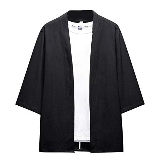 Zolimx-uomo blouse cardigan da uomo, uomo cappotto kimono in lino giapponese mens vintage cloak cotton linen blends loose fit short coat jacket cardigan per la spiaggia di viaggio