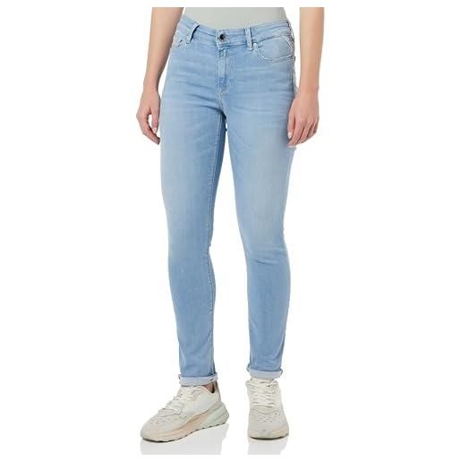 Replay jeans da donna luzien skinny-fit x-lite con power stretch, blu (light blue 010), 25w / 28l