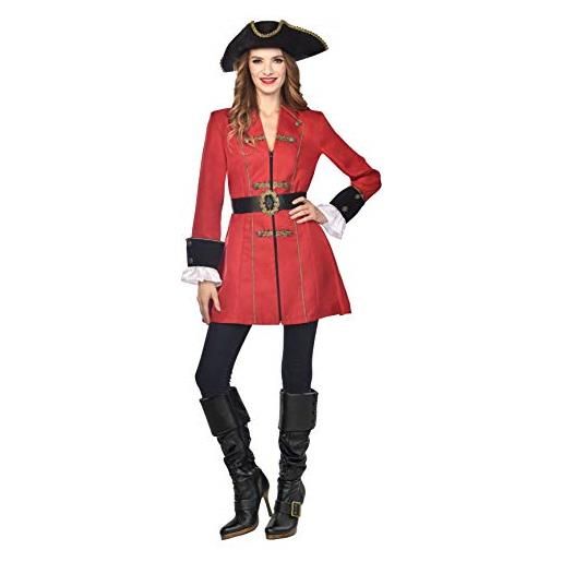 amscan - costume da capitano pirata da donna, taglia 44-46, colore: bordeaux e nero, confezione da 3