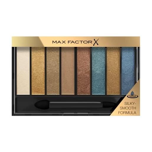 Max Factor masterpiece nude palette, 8 ombretti dal colore intenso, formula cremosa sfumabile, 3 finish, tonalità peacock nudes