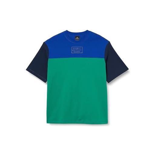 Armani Exchange maglia pesante a blocchi di colore polo, blu/verde/nero, l uomo