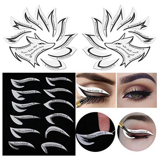 Kagodri eye makeup template stickers, 24pcs template eye makeup tools, nine-tail fox eyeshadow eyeliner strumenti trucco