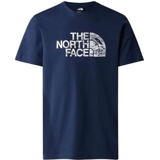 The North Face m s/s woodcut dome tee t-shirt m/m blu stampa crepata uomo