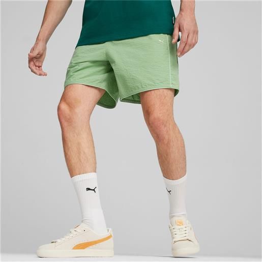 PUMA shorts mmq in seersucker, verde/altro