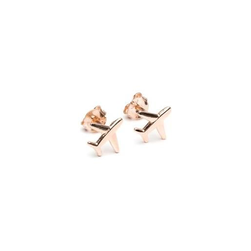 WearTravelers orecchini a forma di aereo leggeri e luminosi in argento 925 - idea regalo per viaggiatori - prodotto made in italy - modello chicago (oro rosa)