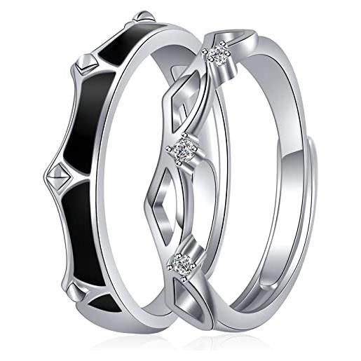 Vxddy coppia anelli fedine fede nuziale principessa e cavaliere anello di promessa lui e lei gioielli coppie argento sterling fidanzamento regalo