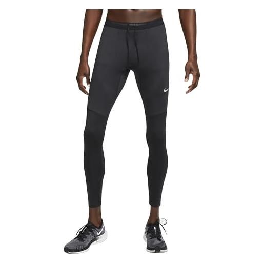 Nike m nk df phenom elite tight, leggings uomo, black/reflective silv, xl