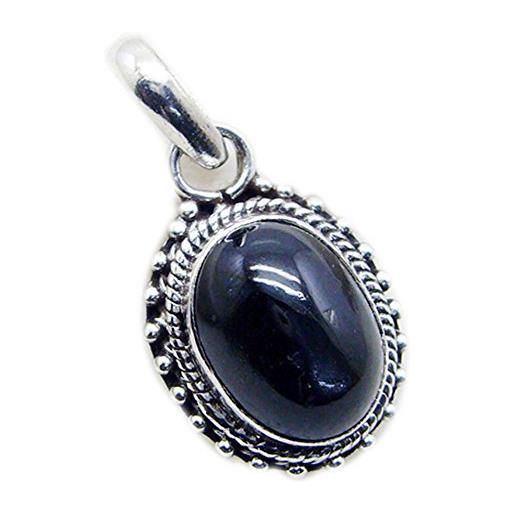 Gemsonclick natural black onyx pendant vintage charms in argento sterling charms collana fatta a mano