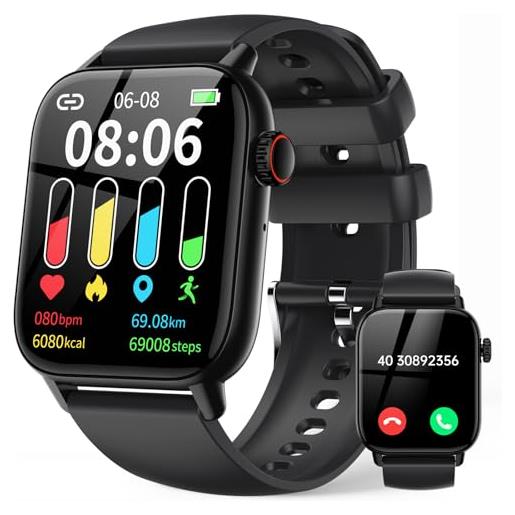 LLKBOHA smartwatch uomo donna - 1.85 orologio smartwatch con chiamate bluetooth, 100+ sportive, ip68 impermeabile smart watch, cardiofrequenzimetro, spo2, monitoraggio del sonno, notifiche, per android ios