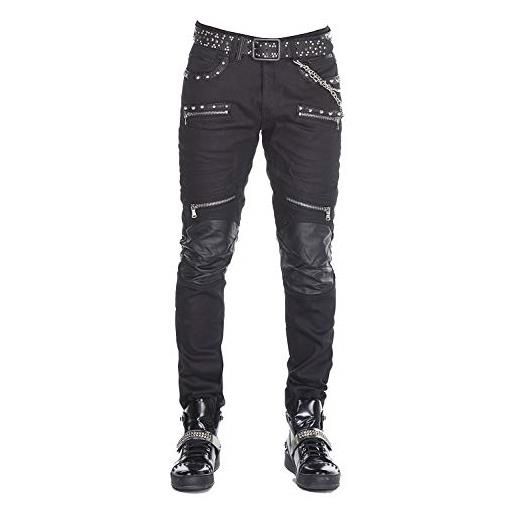 Cipo & Baxx cipo baxx - jeans da uomo, vestibilità normale, modello rockig denim, applicazioni in pelle, colore: nero, nero , w31
