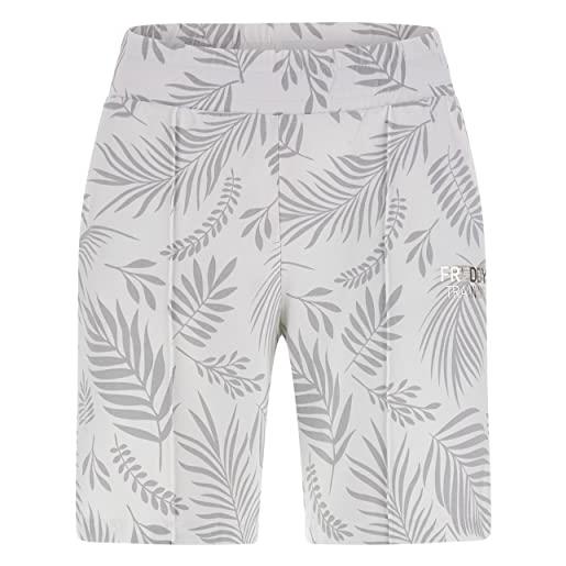 FREDDY - pantaloncini in jersey stampa foliage tropicale all over, donna, bianco, medium