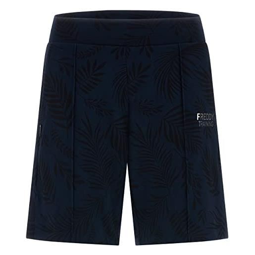 FREDDY - pantaloncini in jersey stampa foliage tropicale all over, donna, blu, small