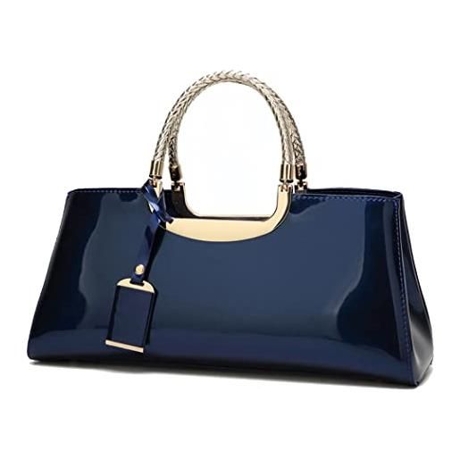 AINUOEY donna borse a mano borsa a spalla elegante grandi firmate marca tracolla antifurto pu pelle 76610 1 pz blu