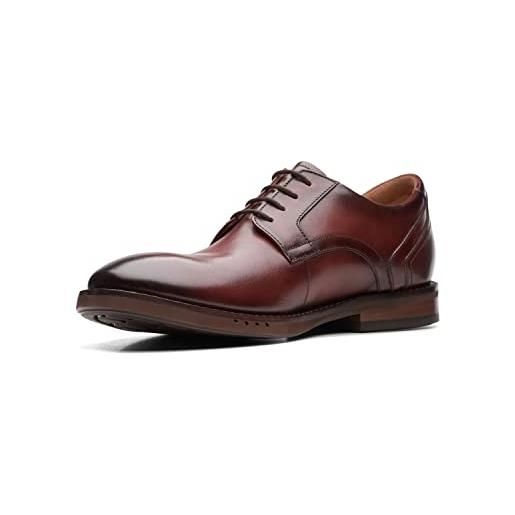 Clarks un hugh lace brown leather scarpe eleganti per uomo in pelle marrone spazzolato (taglia 42,5)