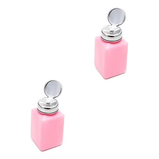 MAGICLULU 2 pz flacone dispenser per unghie accessori per unghie spingere giù la bottiglia vuota dispenser per struccanti flacone dosatore a pompa bottiglia di erogazione rosa manicure