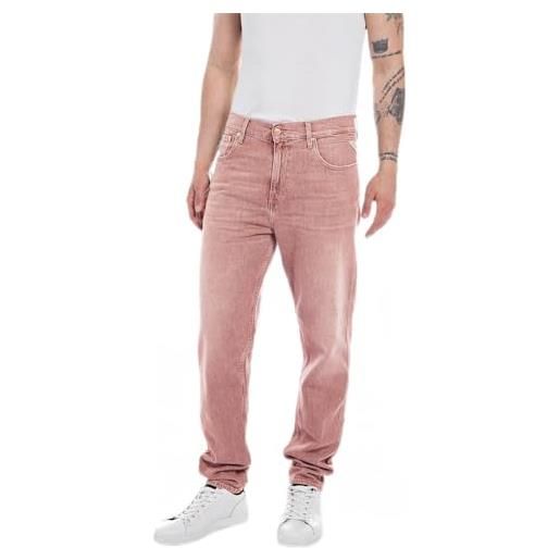 REPLAY jeans uomo sandot tapered fit in denim comfort, rosa (brick delavè 250), w30 x l32