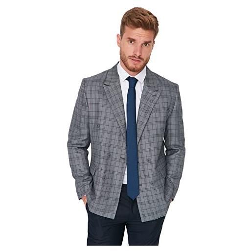 Trendyol cappotto da uomo con colletto a risvolto scozzese, grigio, 52, grigio