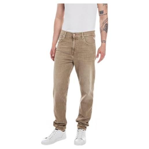 REPLAY jeans uomo sandot tapered fit in denim comfort, beige (desert 613), w31 x l32