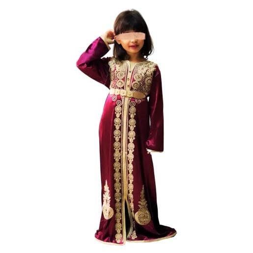 Moroccan Majesty caftano marocchino molto elegante per bambini - cintura abbinata gratuita - set da 2 pezzi - lunghezza 100 cm - caftano perfetto per occasioni, feste e compleanni