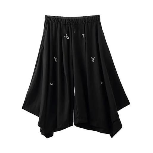 Generic gonna a pieghe irregolare stile giapponese design pantaloni a gamba larga uomo harajuku punk hip hop danza pantskirt pantaloni vintage gotici-taglia unica-nero