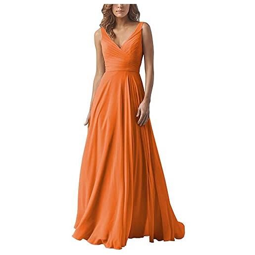 LuckyMjmy vestito da sera lungo della damigella d'onore di nozze delle donne, arancione, m
