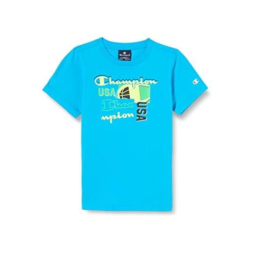Champion legacy neon spray-graphic s/s t-shirt, blu fluorescente, 11-12 anni bambini e ragazzi