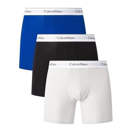 Calvin Klein boxer uomo confezione da 3 cotone elasticizzato, multicolore (mazarine blue, black, lunar rock), xl