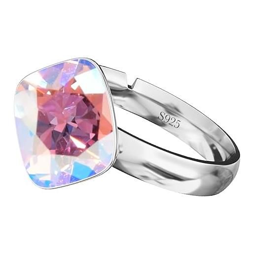 MŚ 1997 MENNICA ŚWIDNICKA anello da donna in argento sterling 925, con rombo di 44 colori, regolabile con cristalli di marca, lucido, con zirconi cubici, cristallo, cristallo