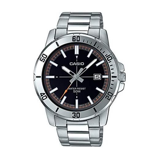 Casio mtp-vd01d-1e2v men's enticer stainless steel black dial casual analog sporty watch