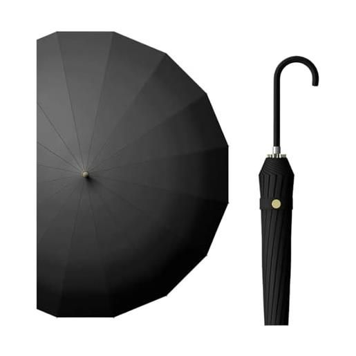 ZEKATOP ombrello a manico lungo con 16 ombrelli con manico curvo in pelle d'osso for uso esterno sia soleggiato che piovoso (color: b)