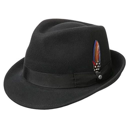 Stetson elkader cappello trilby donna/uomo - da uomo fedora con nastro in grosgrain estate/inverno - xxl (62-63 cm) nero