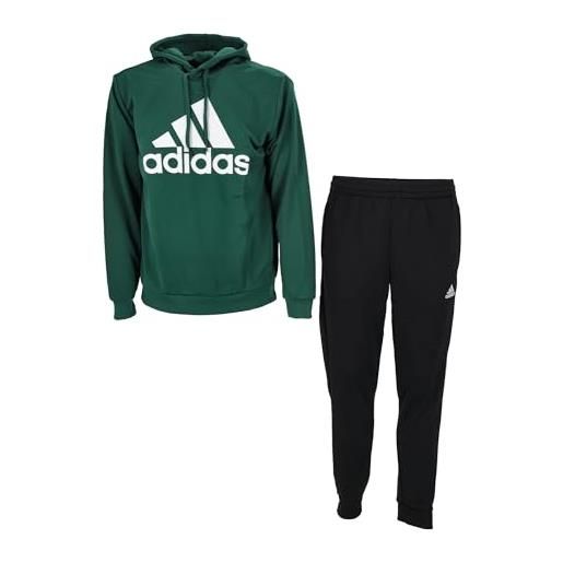 adidas sportswear french terry hooded track suit tuta, collegiate green, m men's