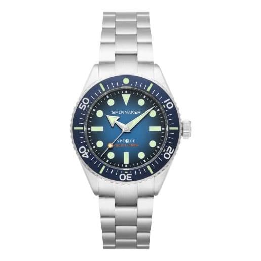 Spinnaker mens 40mm spence automatic indigo blue watch with solid stainless steel bracelet sp-5097-22