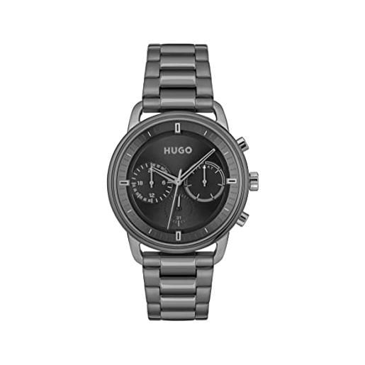 Hugo orologio analogico multifunzione al quarzo da uomo con cinturino in acciaio inossidabile grigio - 1530234