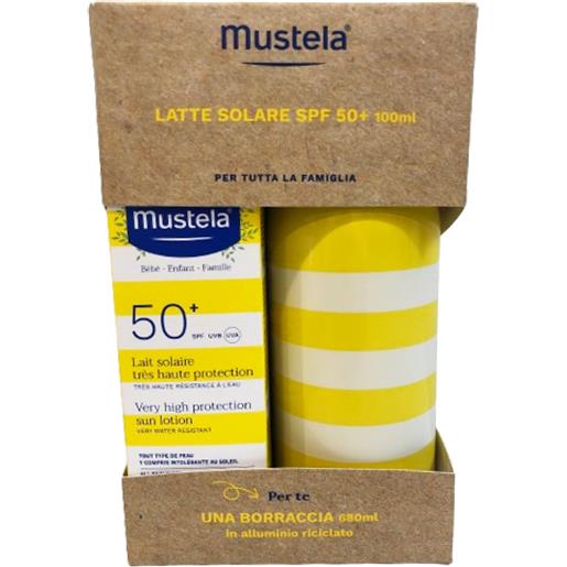 Mustela kit Mustela latte solare spf 50+ 100 ml con borraccia
