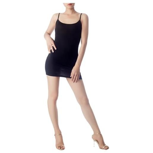 iB-iP donna sottoveste modale corto spalline sottili stretto mini abito aderente, taglia: 42, bianco