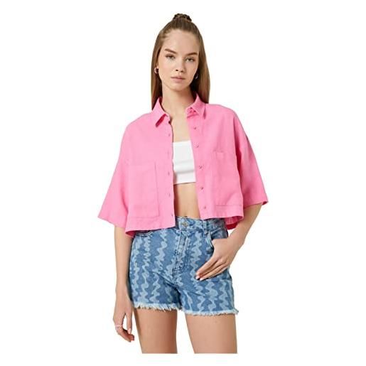 Koton linen-maglia in viscosa con tasca maglietta, rosa (277), 42 donna