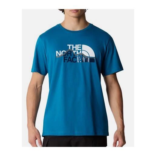 The North Face m s/s mountain line tee t-shirt m/m logo adriatic blue uomo