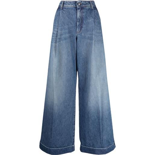 Sportmax jeans a gamba ampia con pieghe - blu