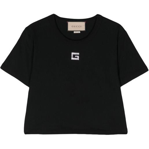 Gucci t-shirt g quadro con decorazione - nero