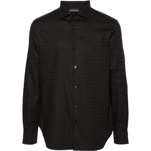 Emporio Armani camicia con logo jacquard - nero