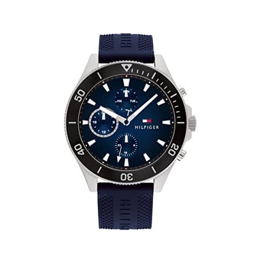 Tommy Hilfiger orologio analogico multifunzione al quarzo da uomo con cinturino in silicone blu - 1791920