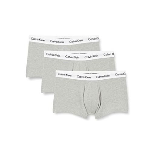 Calvin Klein pantaloncini boxer confezione da 3 uomo low rise trunks cotone elasticizzato, nero (b- gry htr/chesapeake bay/jwl wbs), xl