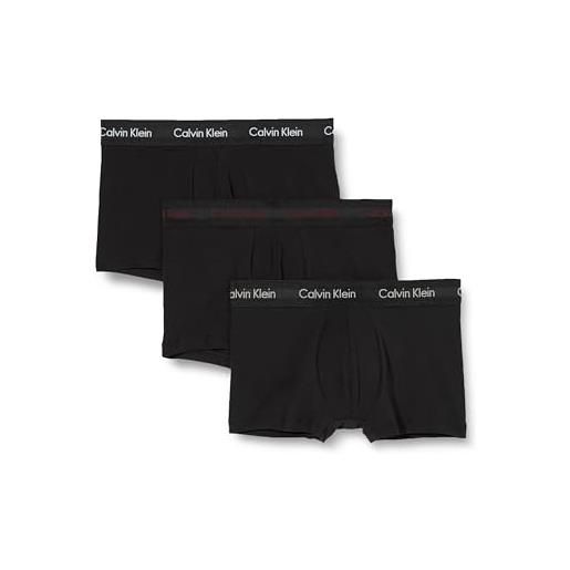 Calvin Klein low rise trunk 3pk 0000u2664g, boxer a vita bassa uomo, nero (black), s