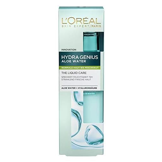 L'Oréal Paris idratante hydra genius aloe water cura del viso liquid care per normale e grassa, confezione da 2 (2 x 70 ml)