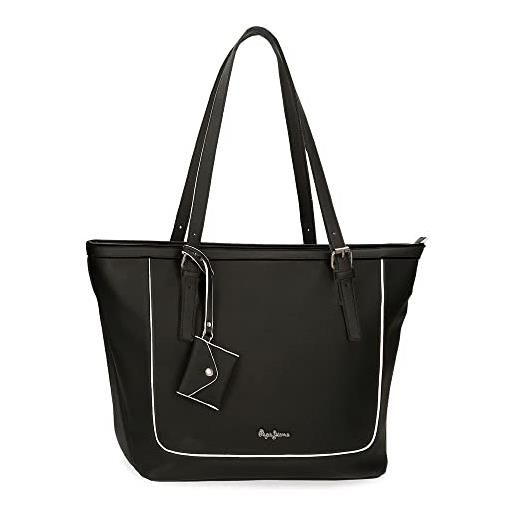 Pepe Jeans jeny equipaje- borsa messenger donna, nero, 42x29x11 cms, borsa per computer portatile
