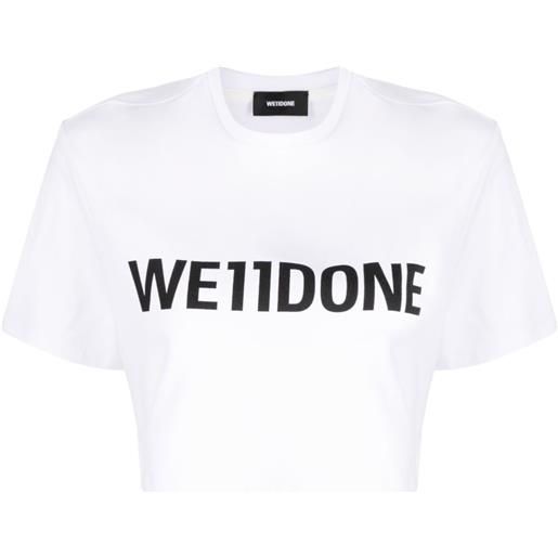 We11done t-shirt crop con stampa - bianco