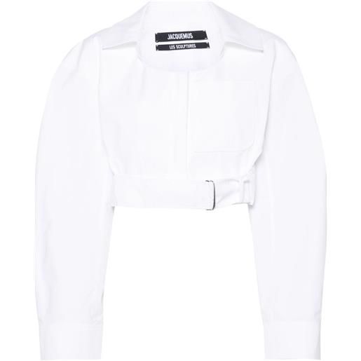 Jacquemus camicia la chemise obra crop - bianco